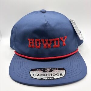 Pit Bull Cambridge Howdy Cowboy Navy Red Rope Snapback Hat Mens NWT Trucker